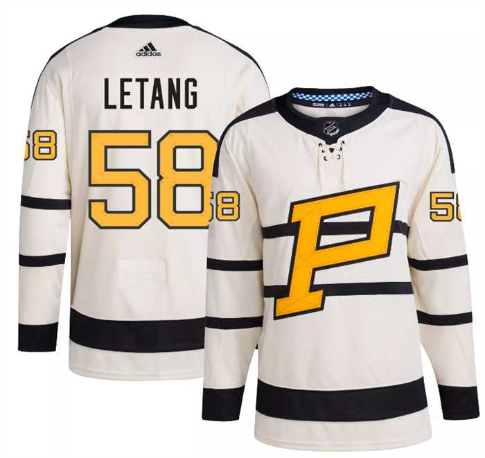 Men's Pittsburgh Penguins #58 Kris Letang Cream 2023 Winter Classic Stitched Jersey Dzhi
